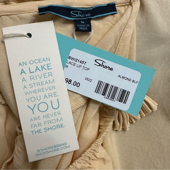 Shore Babydoll Cropped Top Lace Up Back SZ Medium Yellow NWT Retail - $98.00 - Picture 2 of 6